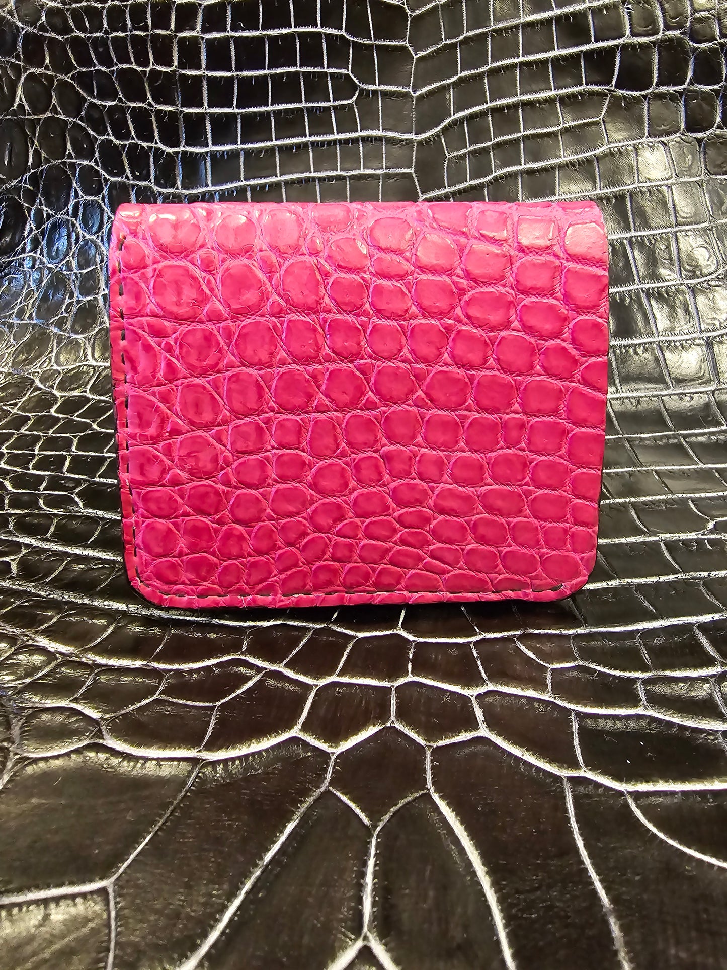 New Guinea Crocodile Pink Bi-Fold Wallet