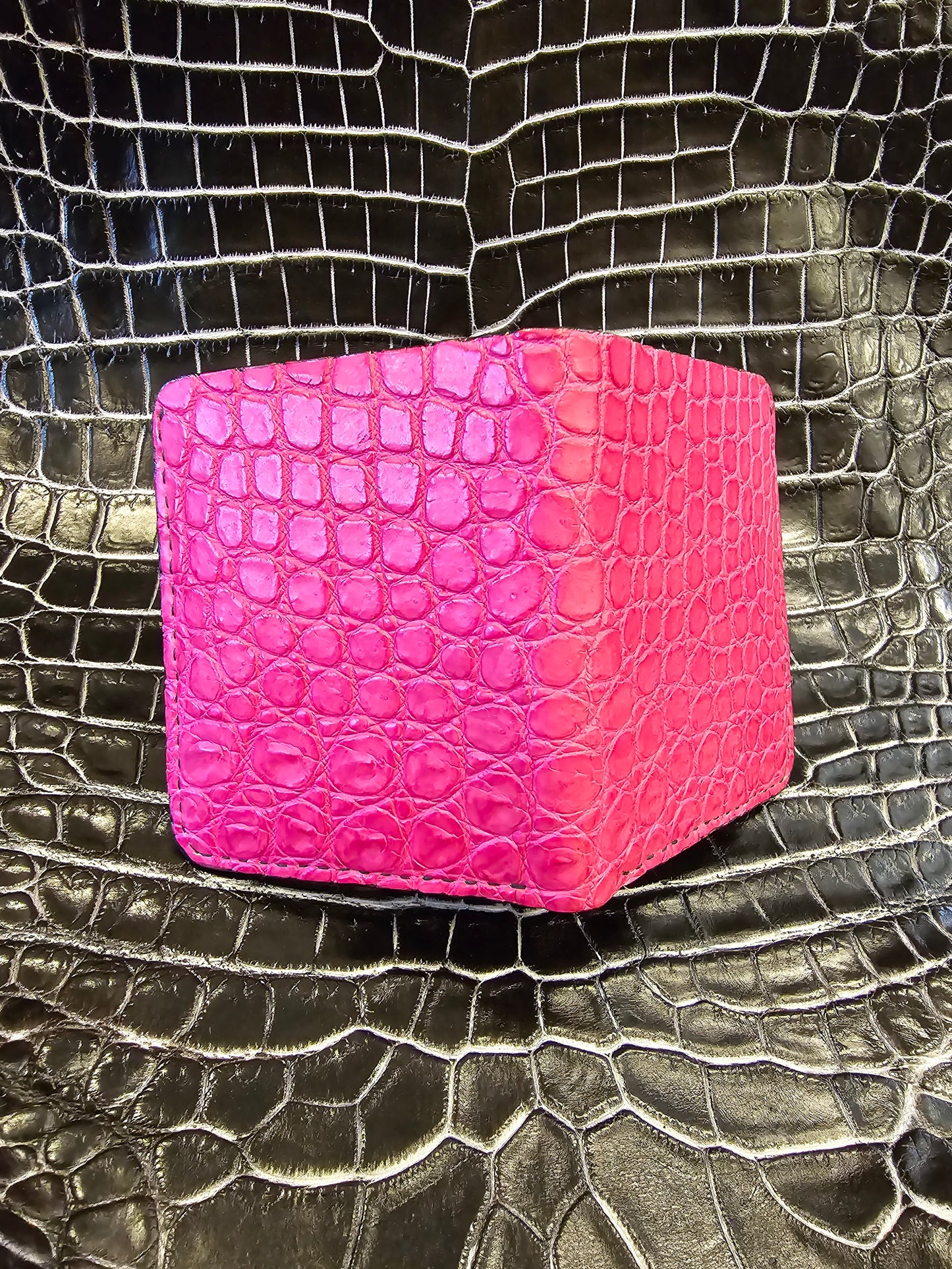 New Guinea Crocodile Pink Bi-Fold Wallet