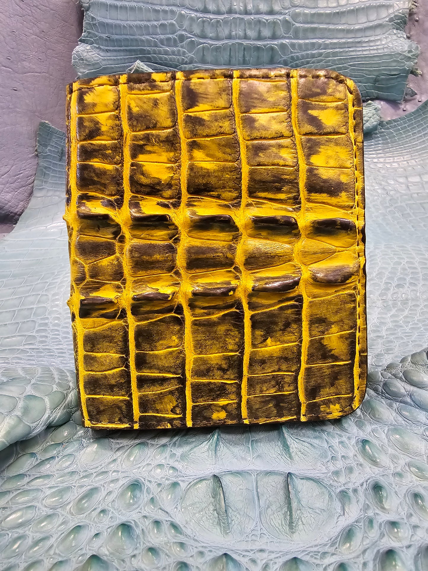 Amber Cascade Aligator Bi-Fold Wallet