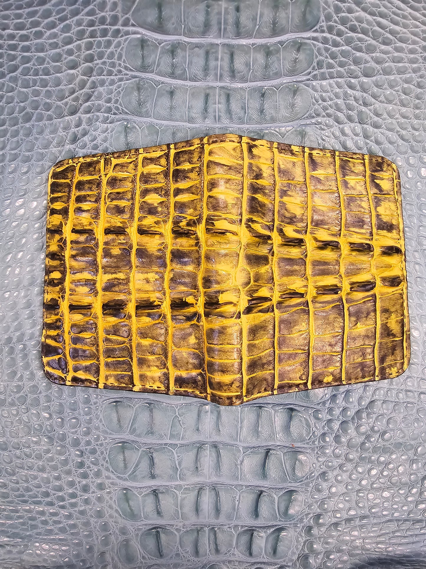 Amber Cascade Aligator Bi-Fold Wallet