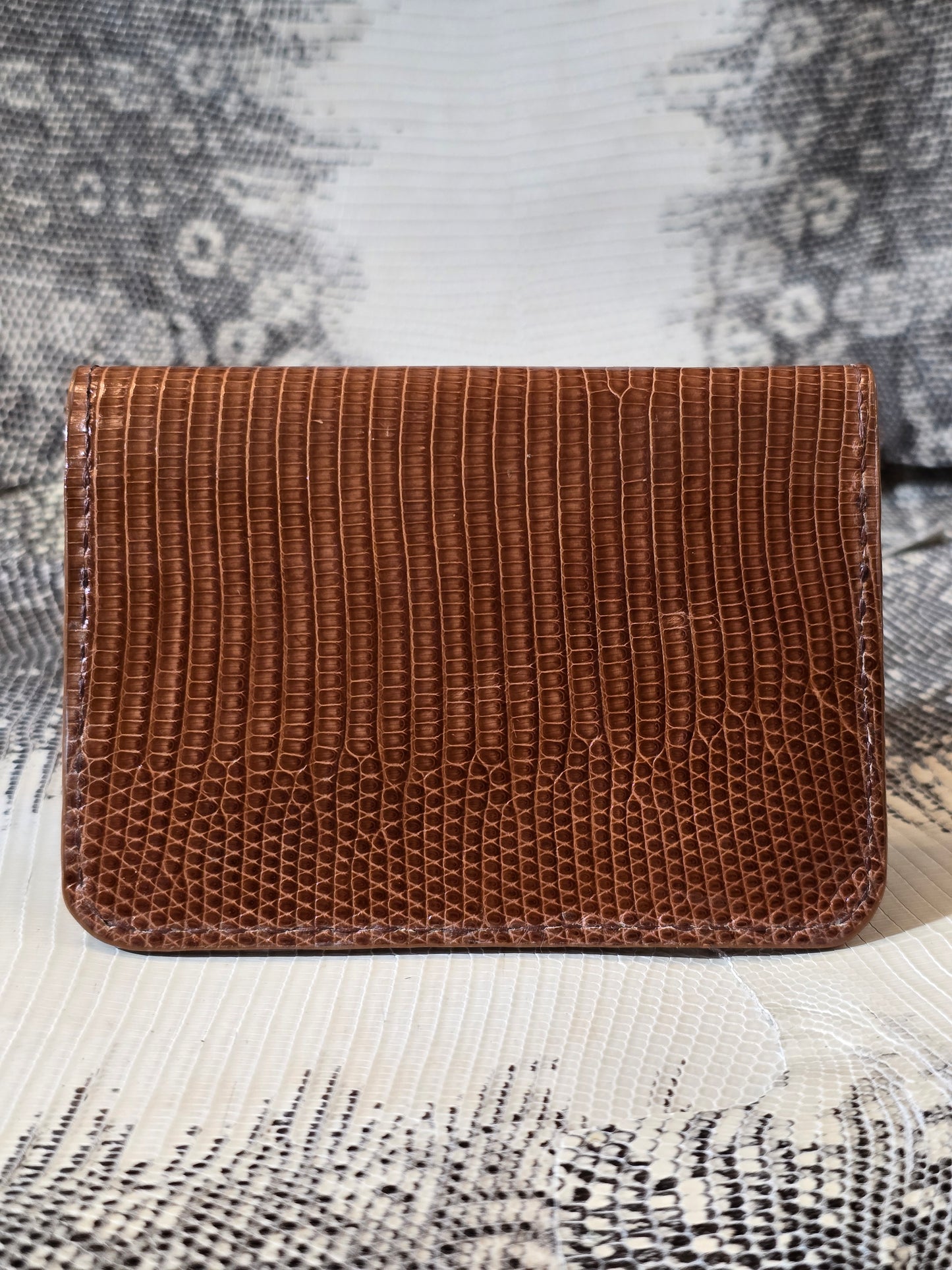 Tan Lizard Folding Card Holder