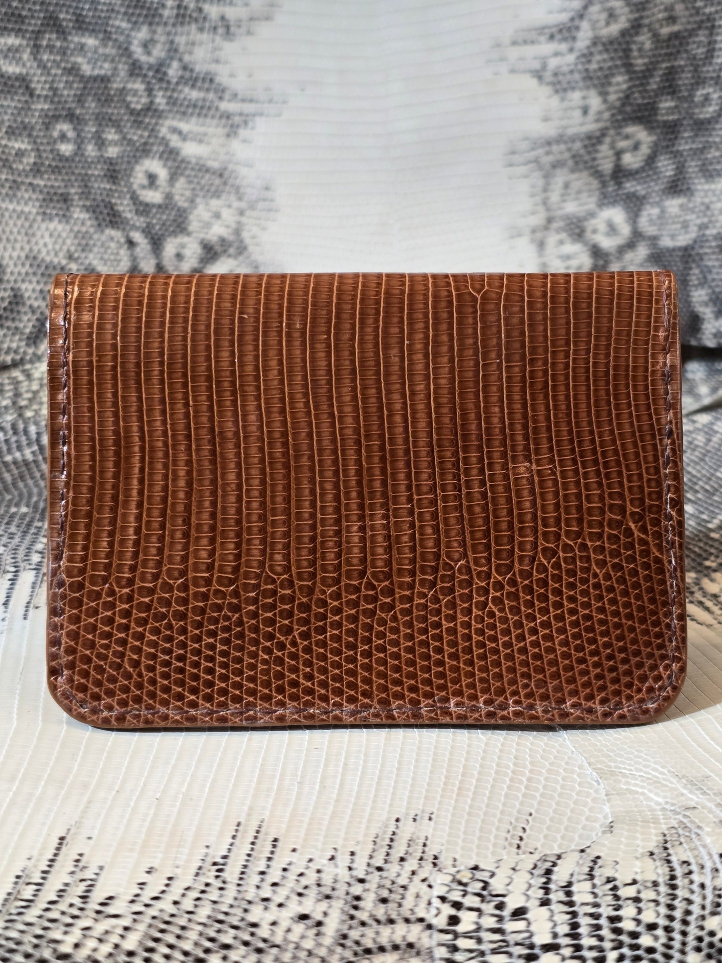 Tan Lizard Folding Card Holder