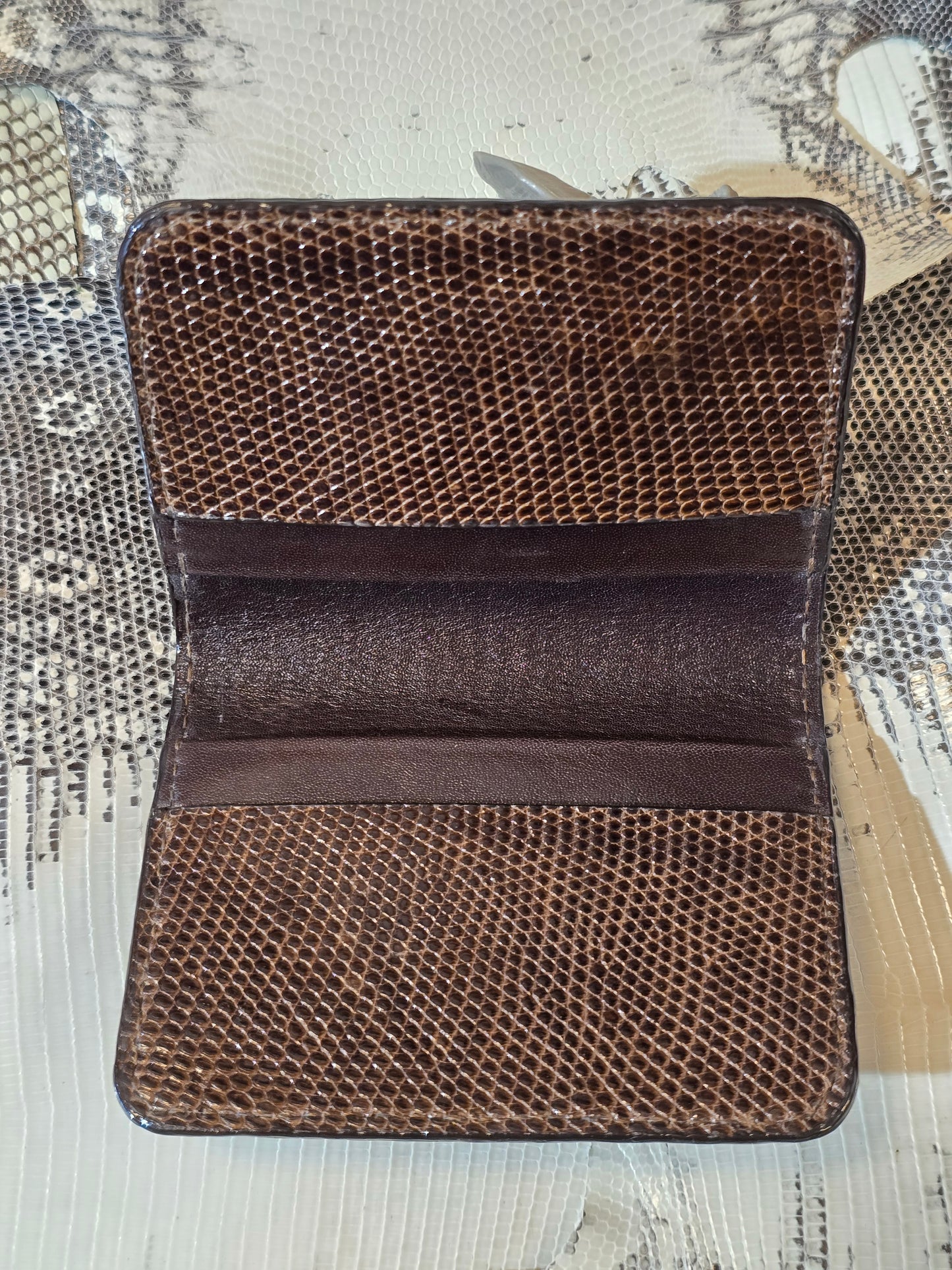 Brown Lizard Folding Card Holder