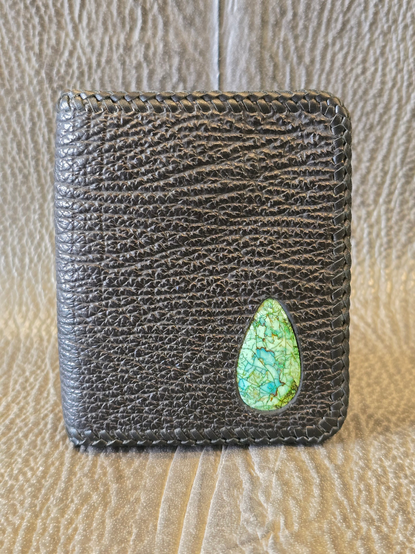 Black Shark Bi-Fold Wallet with Monarch Opal AAA