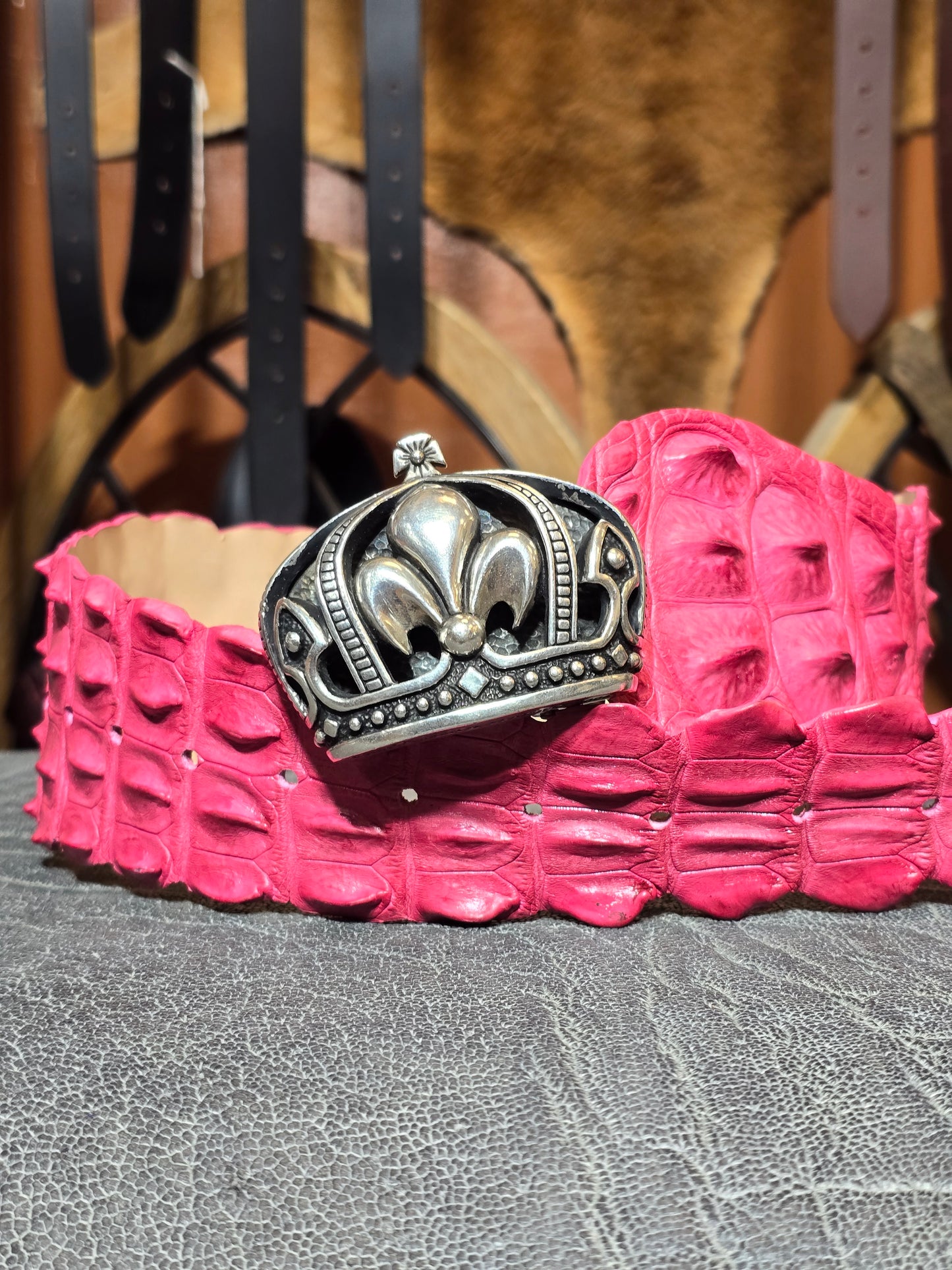 Crocodile Belt with Crown Buckle