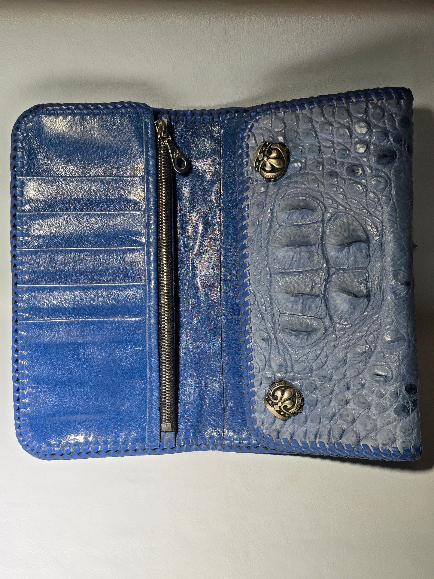 Crocodile Head Piece Large Biker Wallet