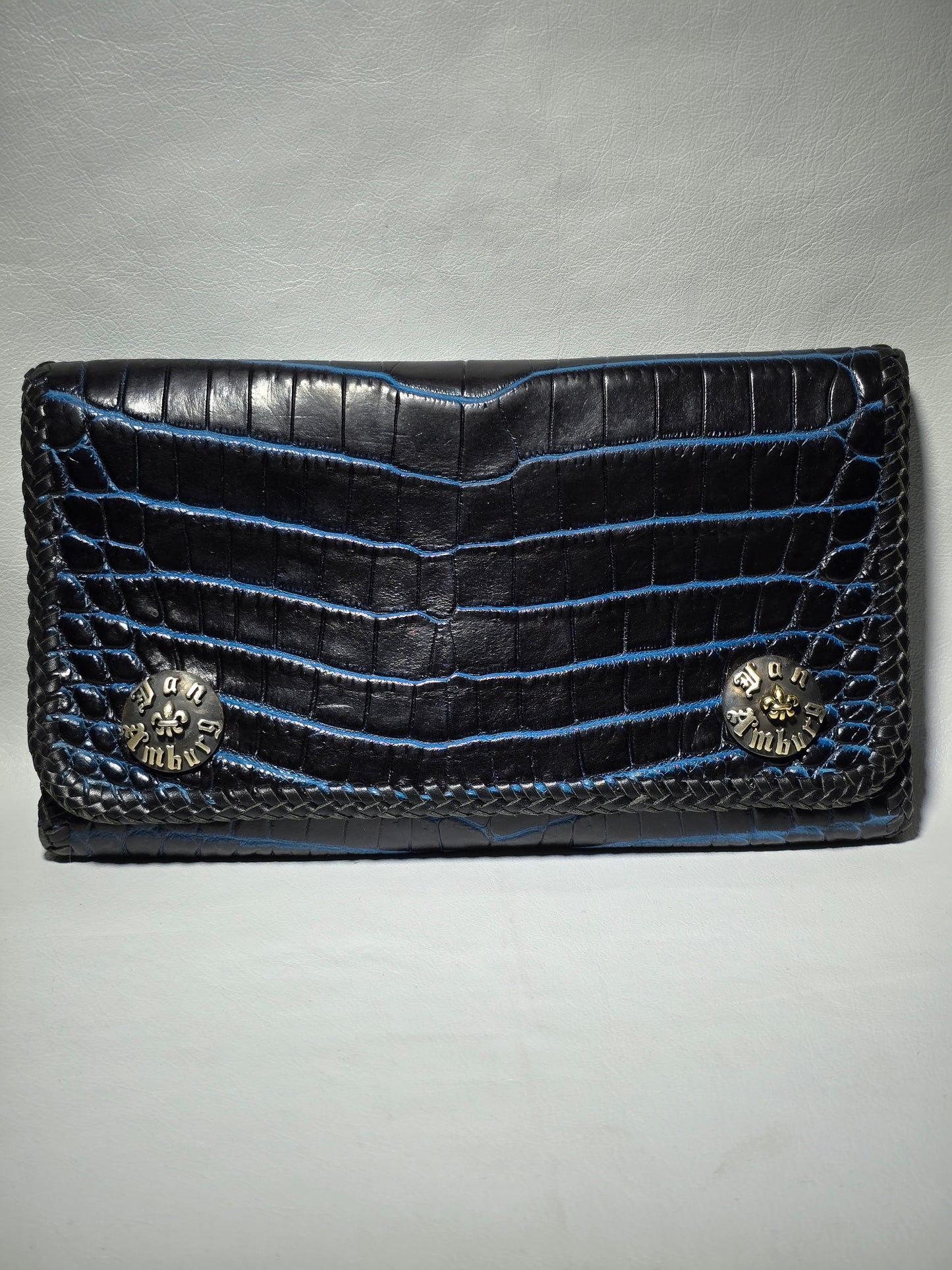 Crocodile Large Biker Minimalist with Stingray Inlay