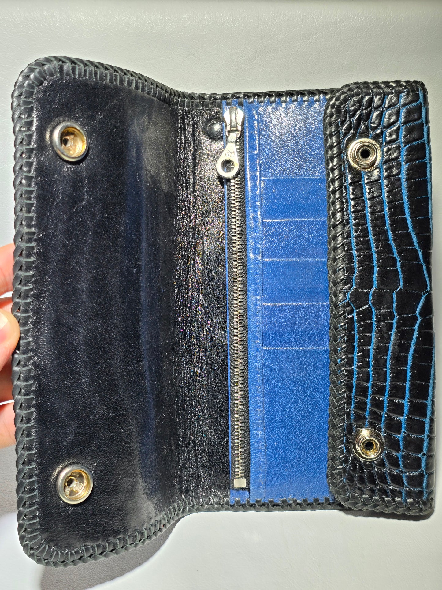 Crocodile Large Biker Minimalist with Stingray Inlay