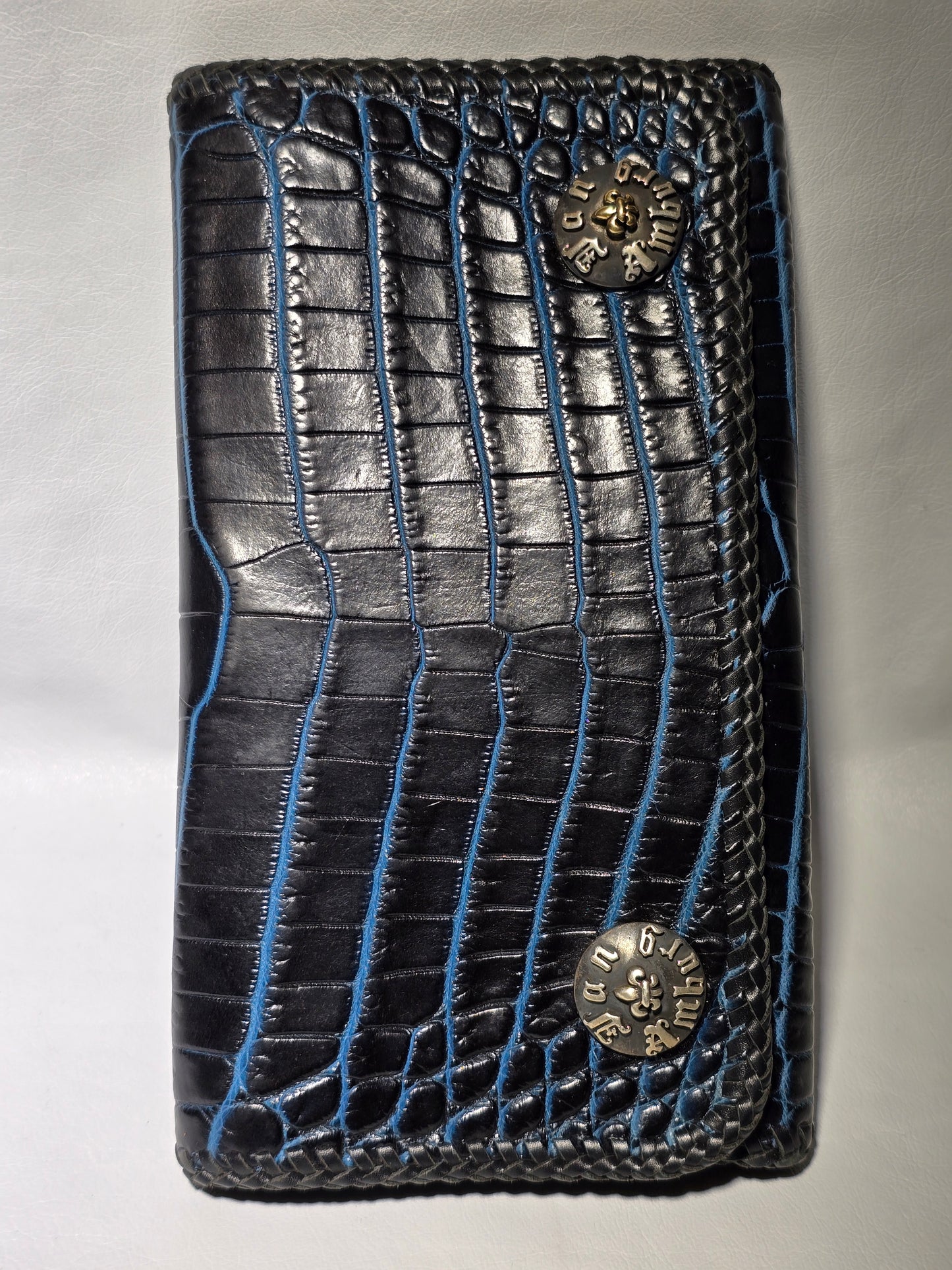 Crocodile Large Biker Minimalist with Stingray Inlay