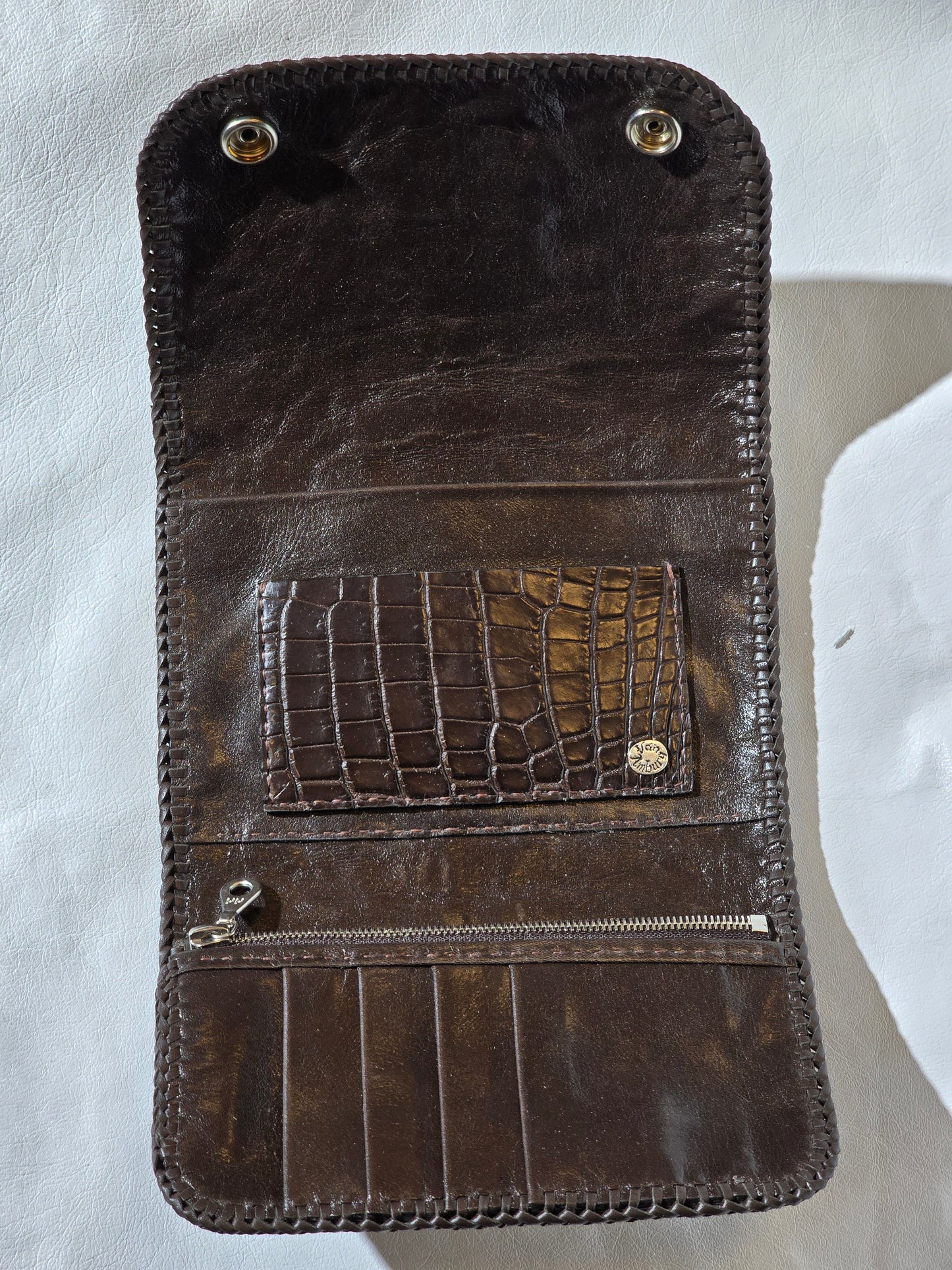 Crocodile Head Piece Medium Biker Wallet