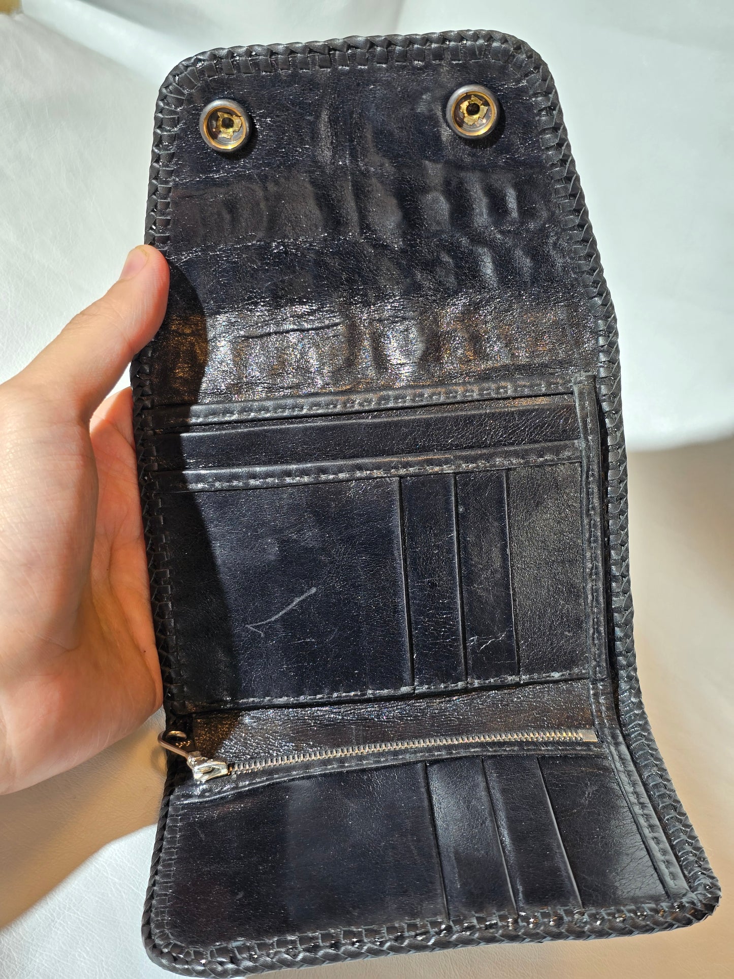 Crocodile Tail Piece Medium Biker Wallet