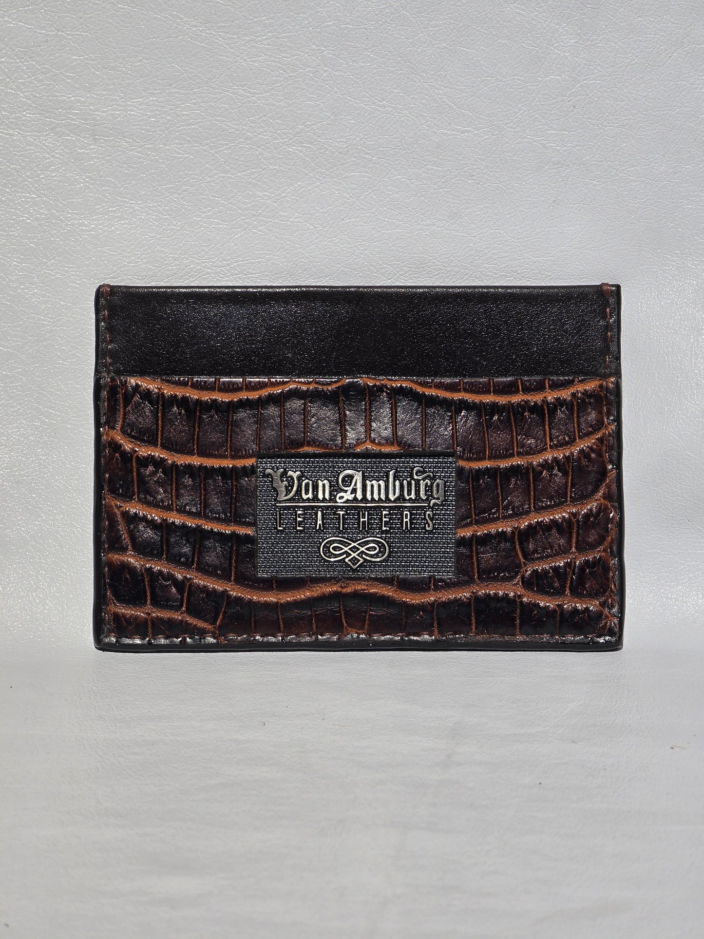 Van Amburg Leahter Crocodile Three Pockets Card Holder