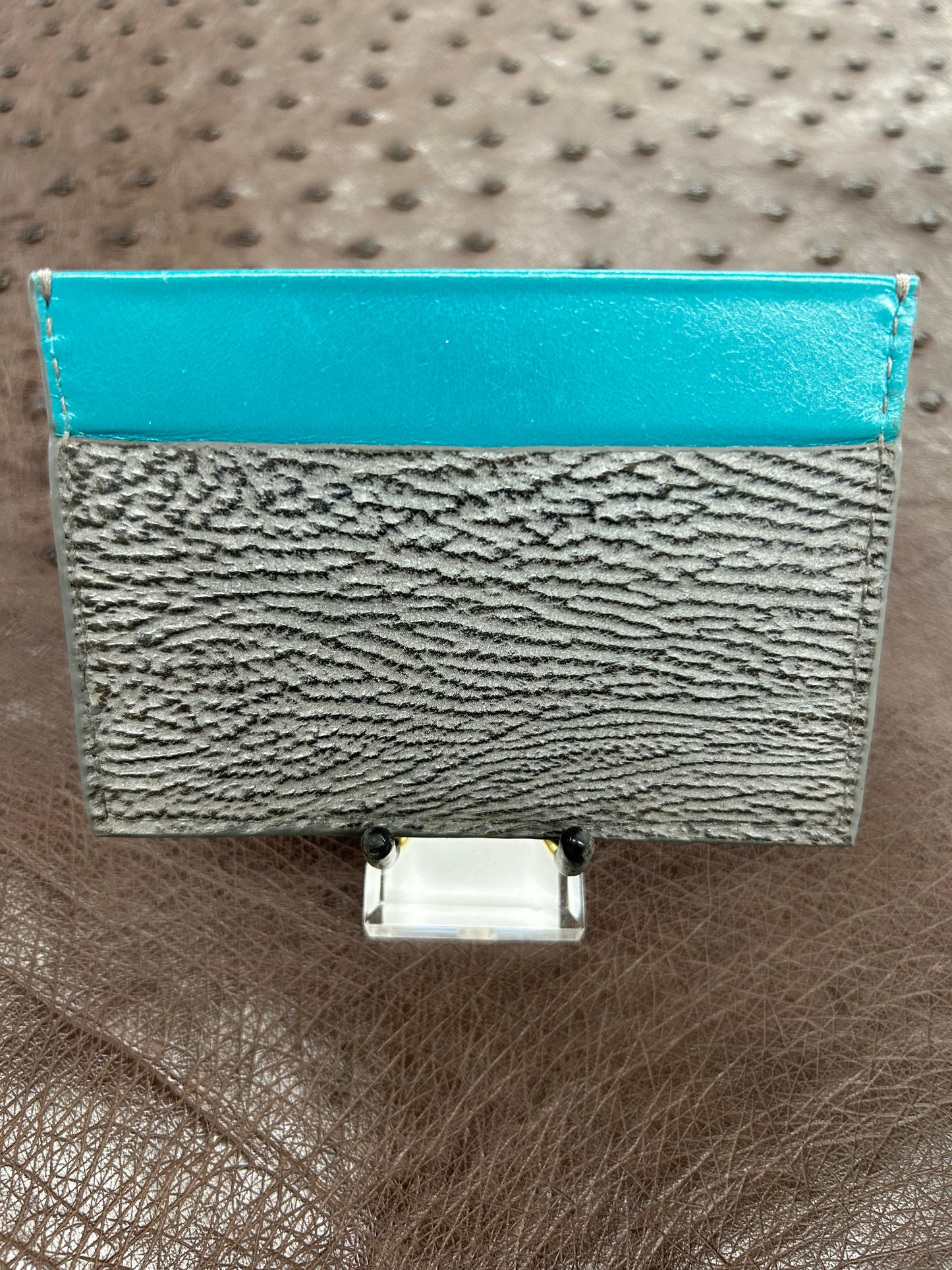 3 pocket stone inlay sharkskin and kangaroo cardholder