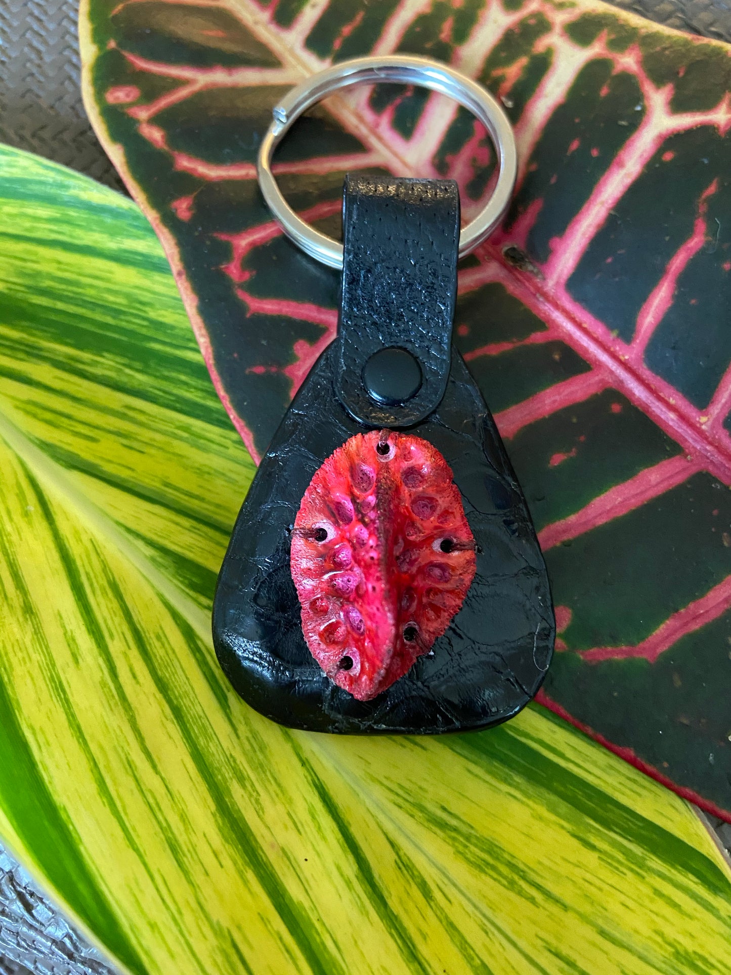 Alligator scute keychain