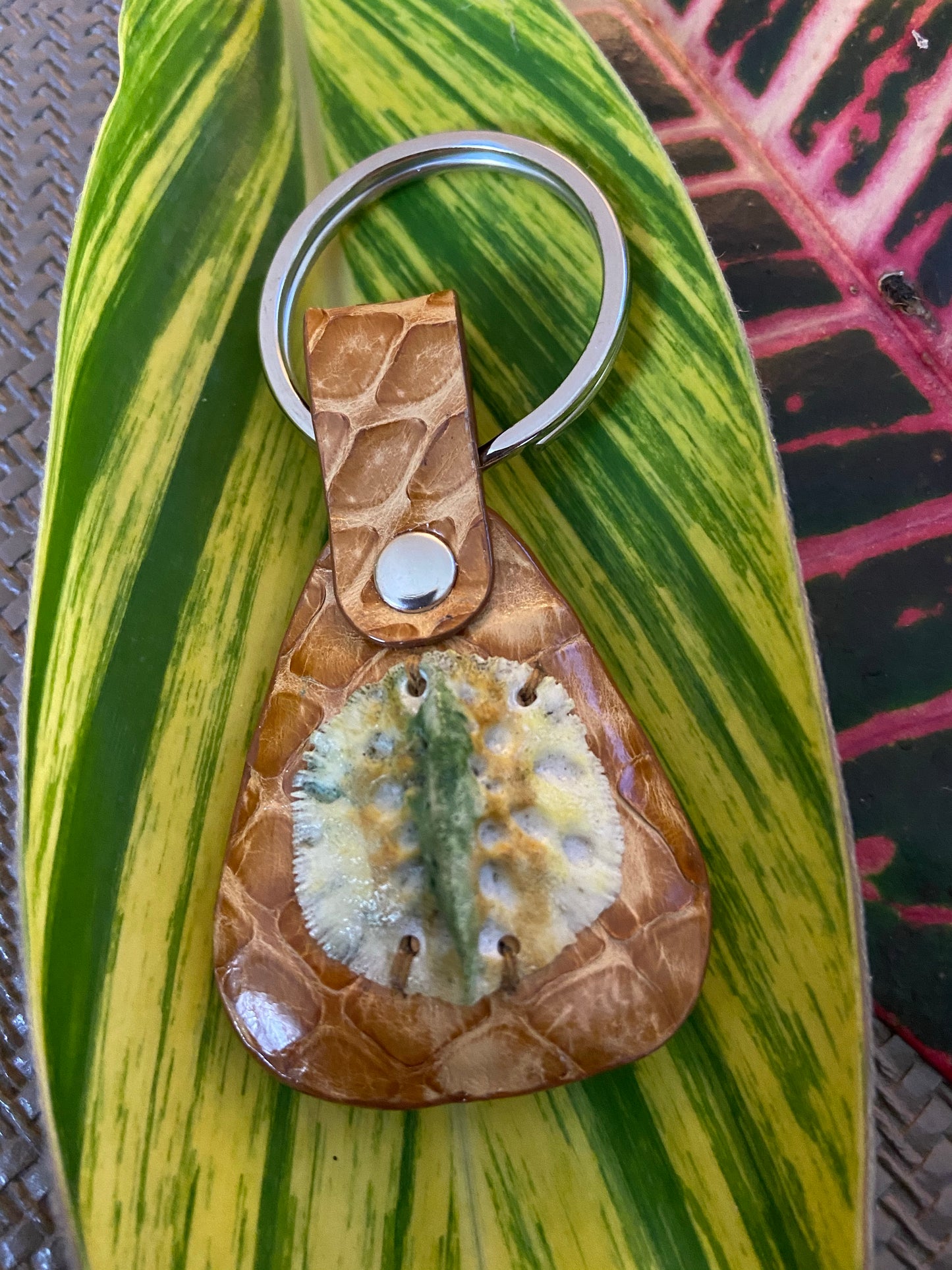 Alligator scute key chain