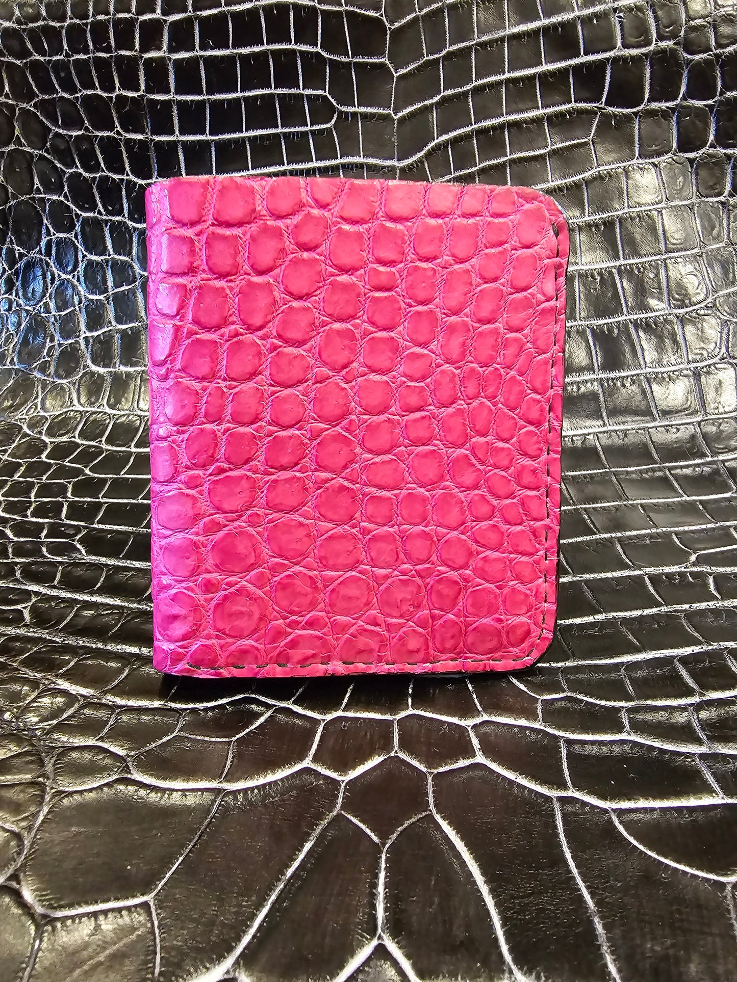 New Guinea Crocodile Pink Bi-Fold Wallet