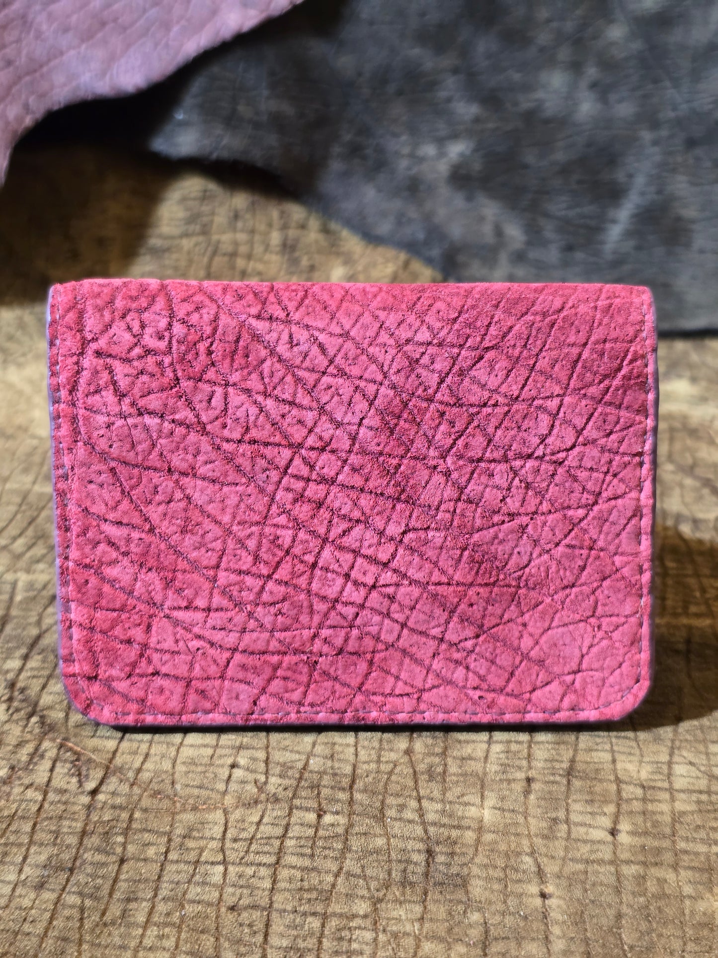 Pink Hippo Folding Card Holder With Blood Jasper