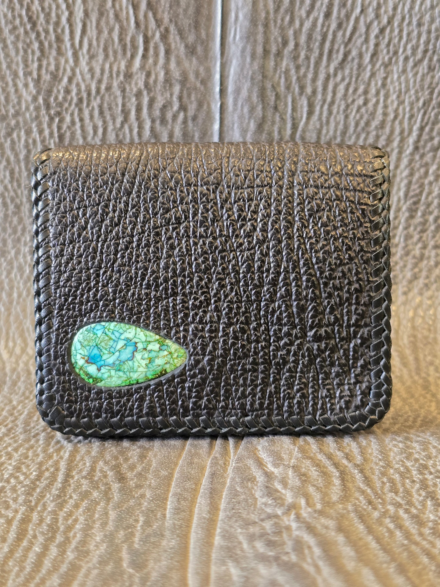 Black Shark Bi-Fold Wallet with Monarch Opal AAA