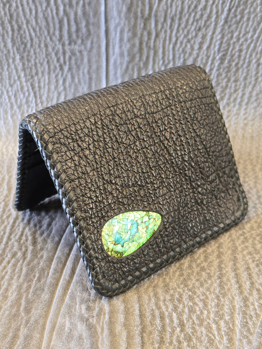 Black Shark Bi-Fold Wallet with Monarch Opal AAA