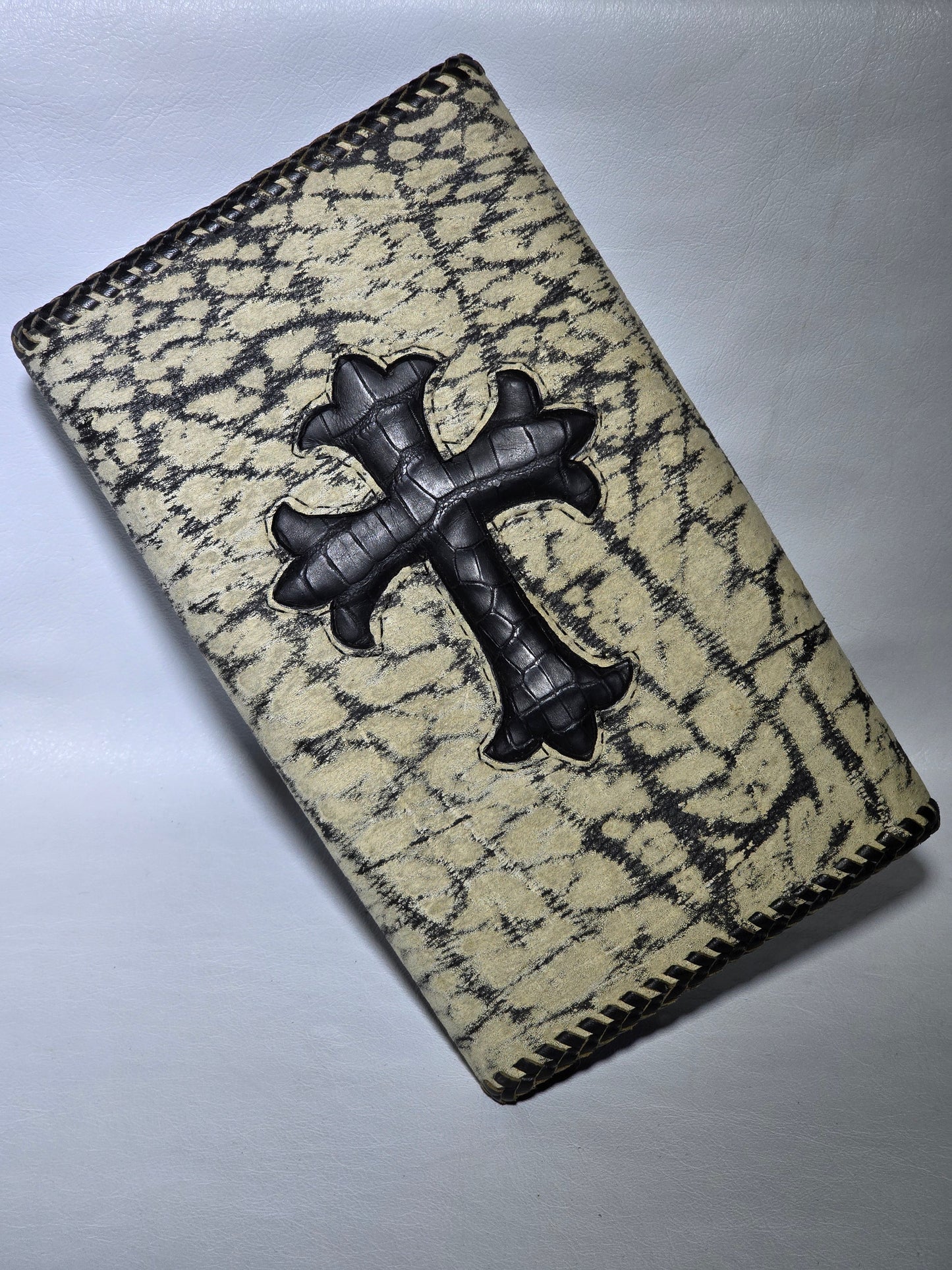 Giraffe Large Biker Wallet with Cross Inlay