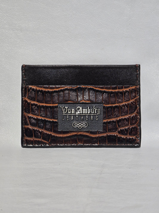 Van Amburg Leahter Crocodile Three Pockets Card Holder