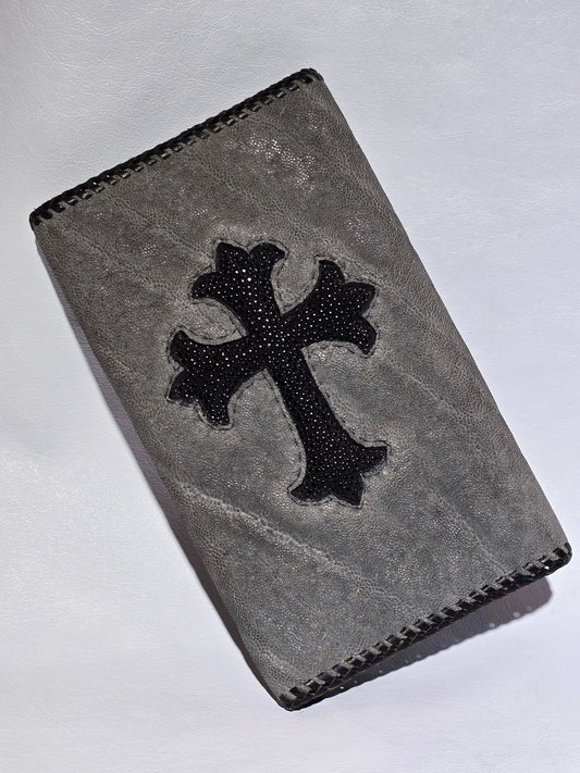 Elephant Large Biker Wallet with Stingray Cross Inlay