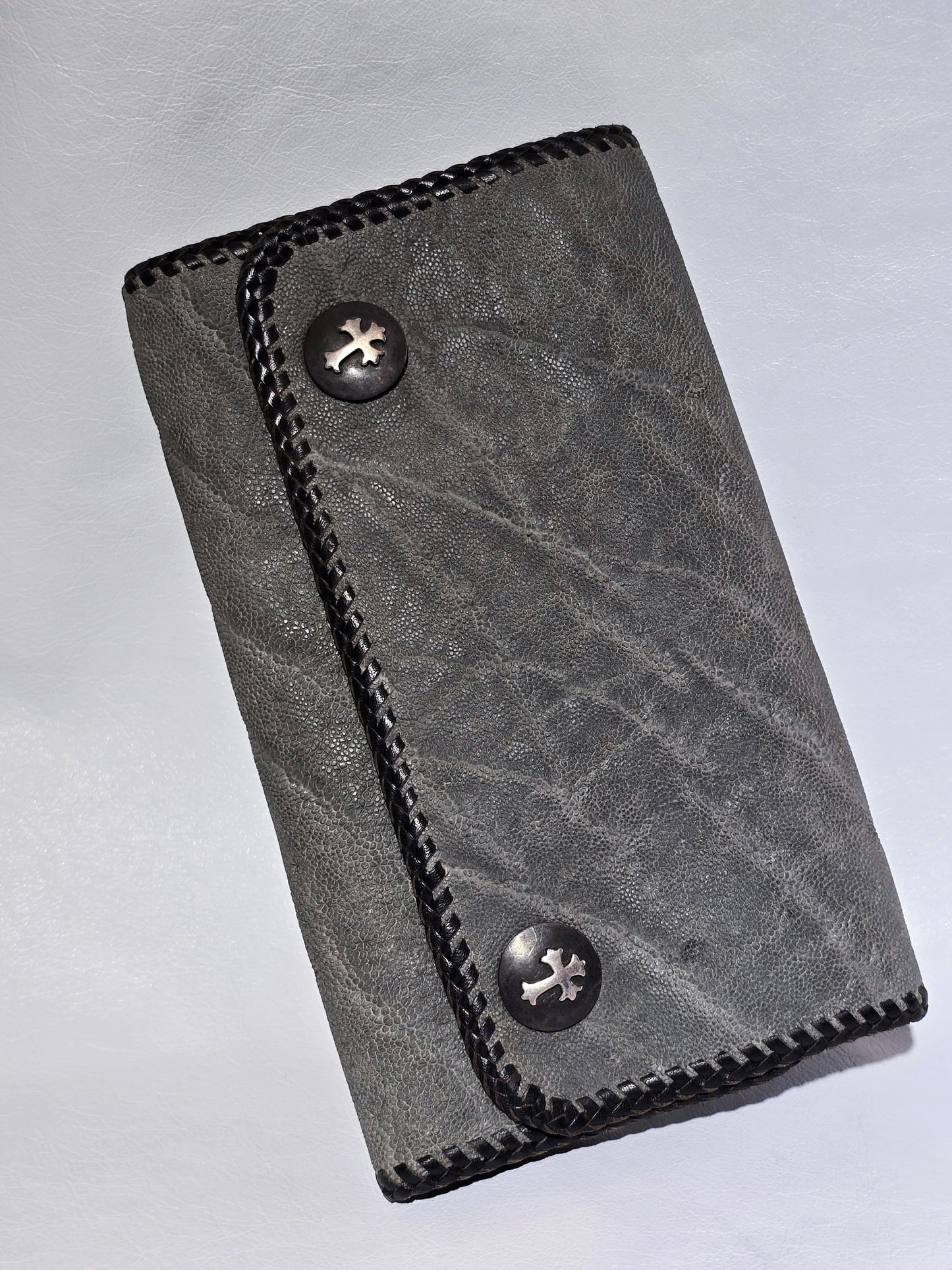 Elephant Large Biker Wallet with Stingray Cross Inlay
