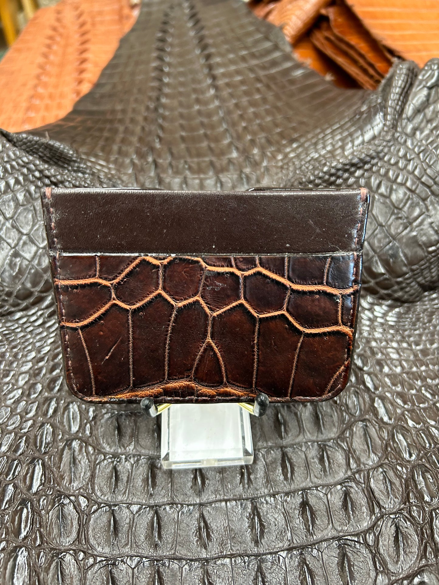 Two tone Nile crocodile with kangaroo cardholder